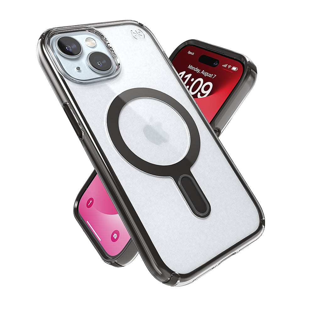 Alt View 3. Speck - Presidio Perfect-Clear ClickLock Case with MagSafe for Apple iPhone 15/14/13 - Clear/Black.
