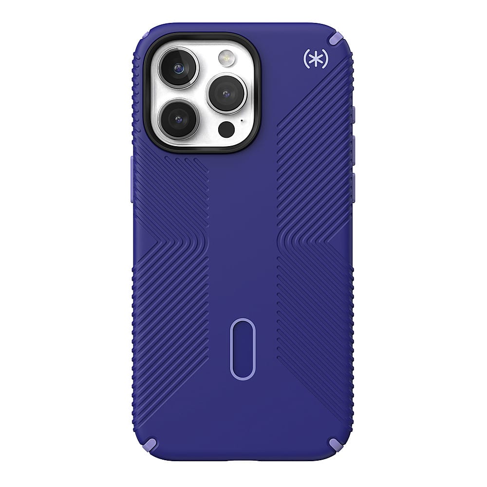 Front. Speck - Presidio2 Grip ClickLock Case with MagSafe for Apple iPhone 15 Pro Max - Future Blue.