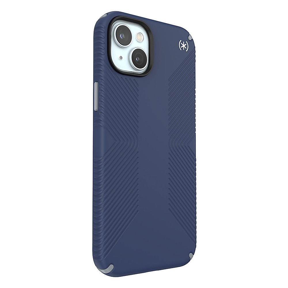 Angle View: Speck - Presidio2 Grip Case with MagSafe for Apple iPhone 15 Plus/14 Plus - Coastal Blue