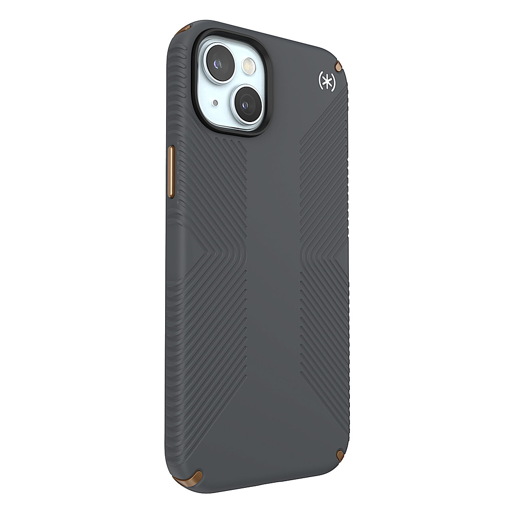 Angle View: Speck - Presidio2 Grip Case with MagSafe for Apple iPhone 15 Plus/14 Plus - Charcoal Gray