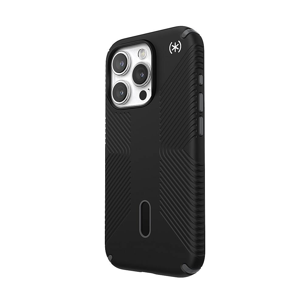 Left. Speck - Presidio2 Grip ClickLock Case with MagSafe for Apple iPhone 15 Pro - Black.