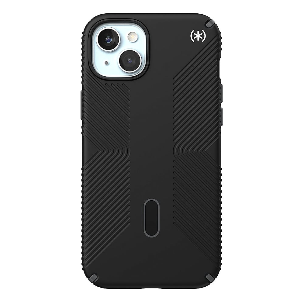 Front. Speck - Presidio2 Grip ClickLock Case with MagSafe for Apple iPhone 15 Plus/14 Plus - Black.