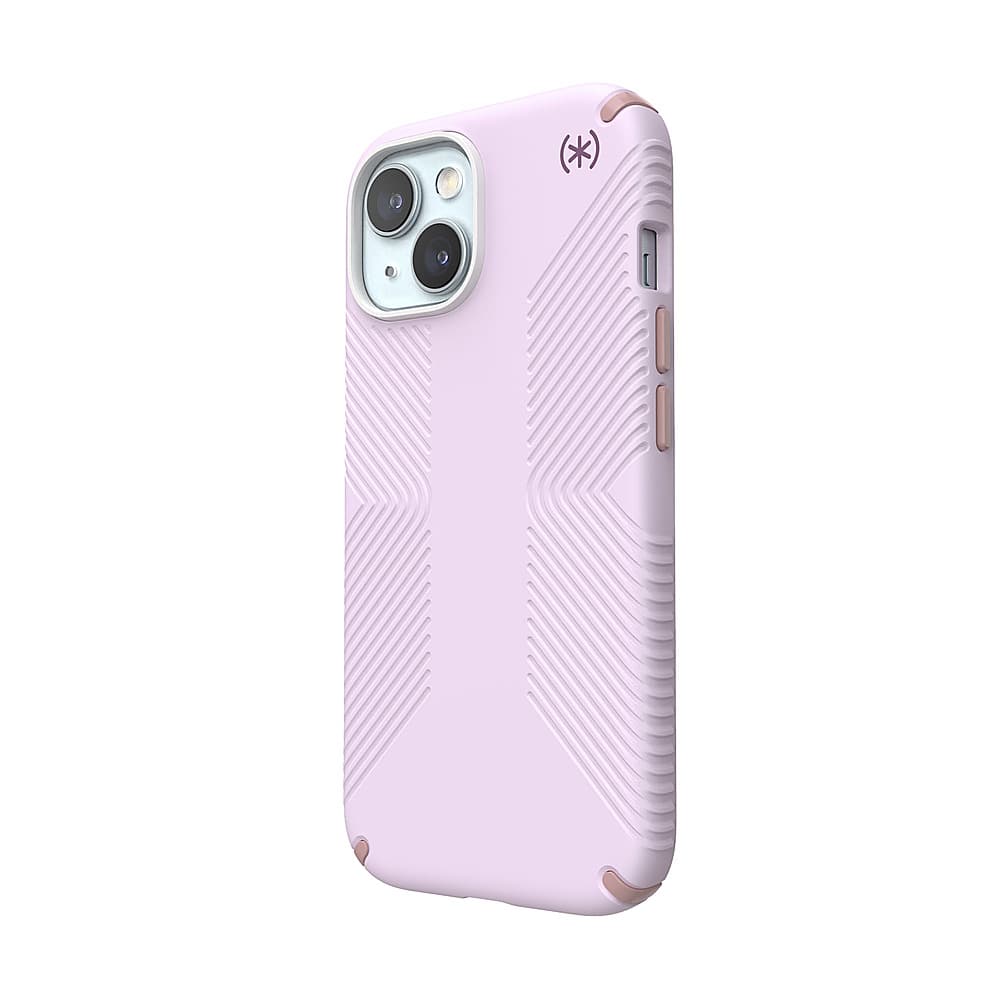 Left. Speck - Presidio2 Grip Case with MagSafe for Apple iPhone 15/14/13 - Soft Lilac.