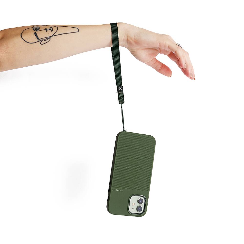 Left View: Moment - Nylon Wrist Strap for Most Cell Phone Cases - Olive