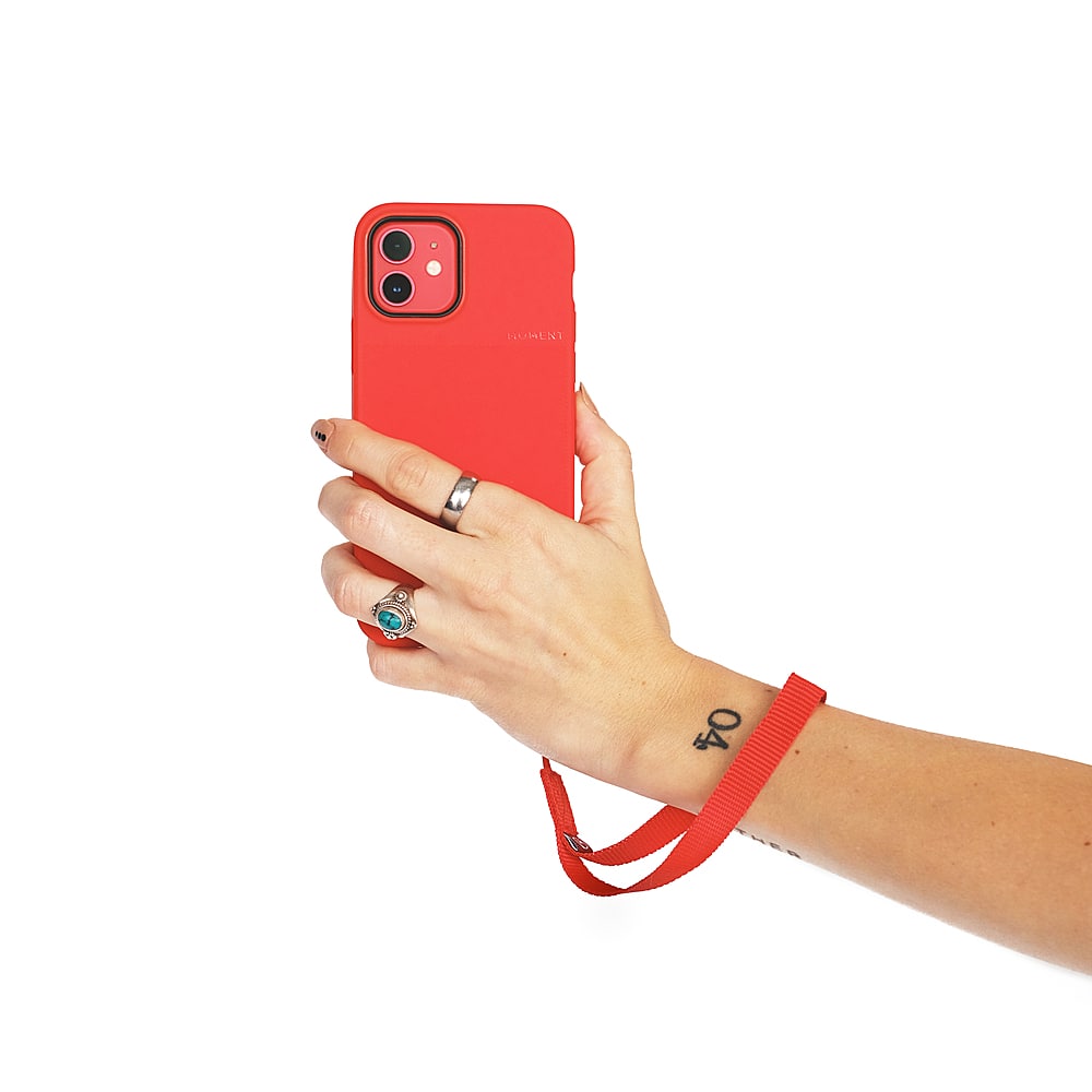 Left View: Moment - Nylon Wrist Strap for Most Cell Phone Cases - Red