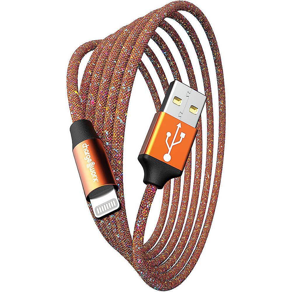 Front. Chargeworx - 6' FlexKnit Lightning Cable - Orange.