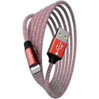 Chargeworx - 6' FlexKnit Lightning Cable - Red/White - Front_Zoom