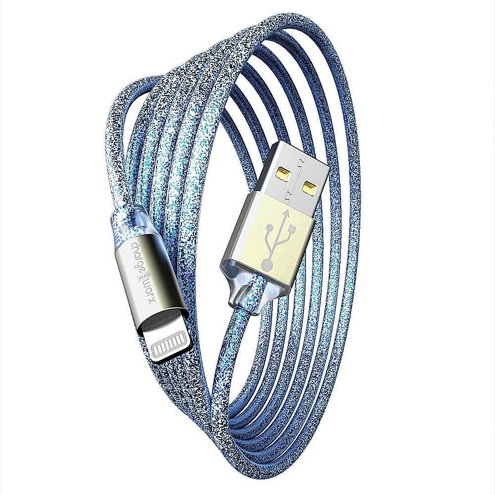 Chargeworx - 6' GlowSync USB to Lightning Cable - Light Blue