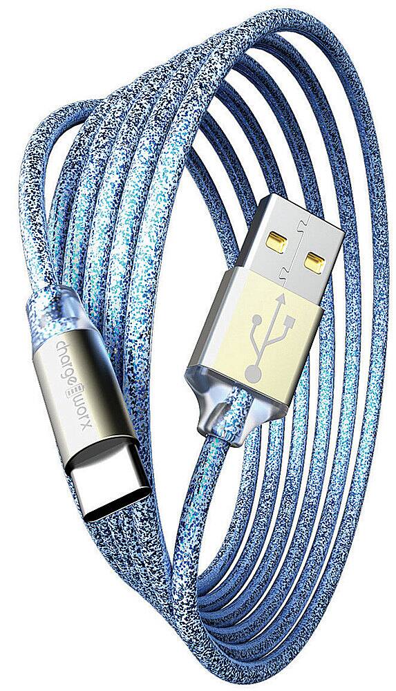 Front. Chargeworx - 10' GlowSync USB-C Cable - Light Blue.