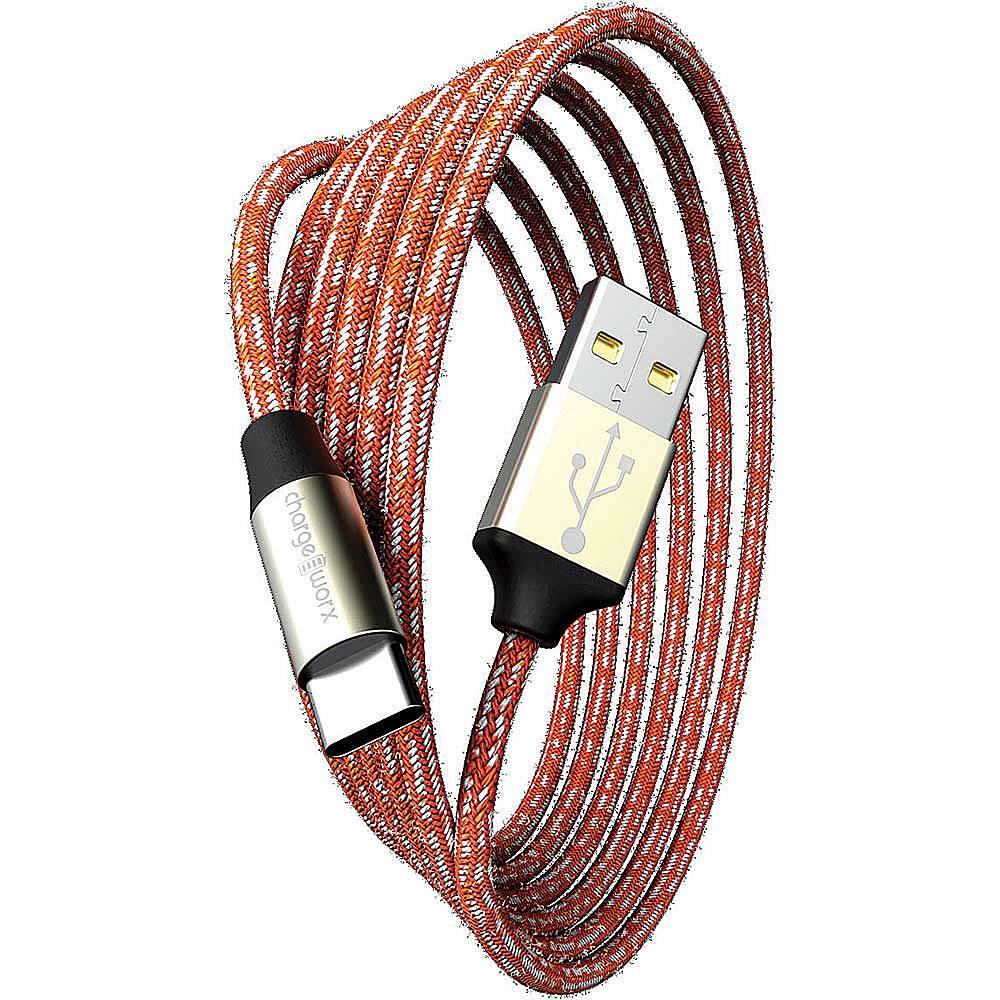 Front. Chargeworx - 10' Elements USB-C Cable - Orange.