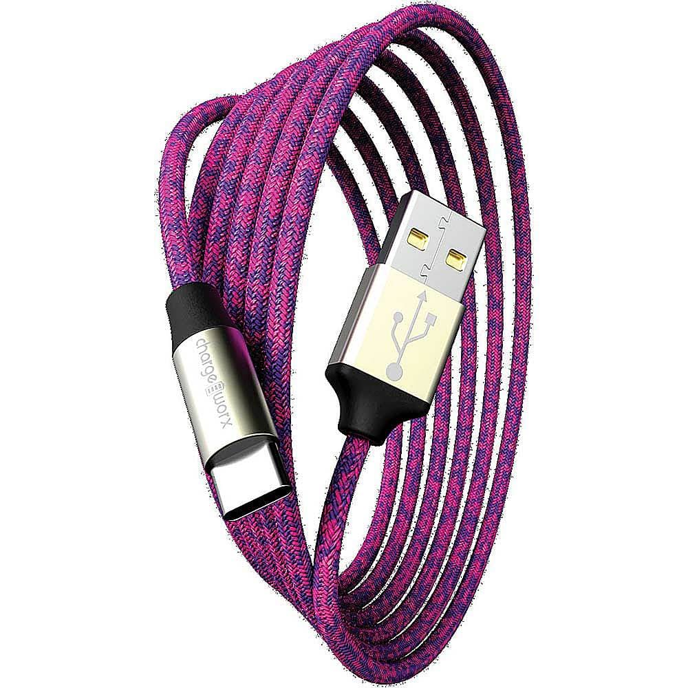 Front. Chargeworx - 10' Elements USB-C Cable - Violet.