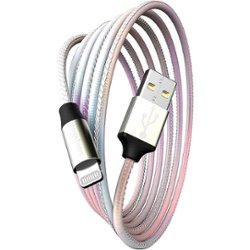 Chargeworx - 6' ColorCords USB to Lightning Cable - Silver - Front_Zoom