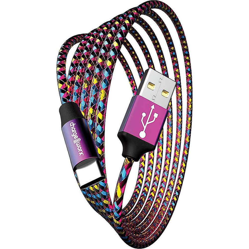 Front. Chargeworx - 10' PearlEssence USB to USB-C Cable - Multi.