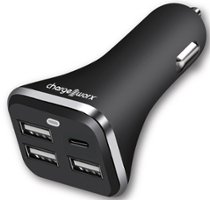 Chargeworx - 4-Port USB Car Charger - Black - Front_Zoom