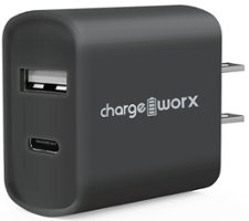 Chargeworx - Dual USB and USB-C Wall Charger - Black - Front_Zoom