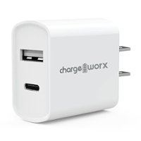 Chargeworx - Dual USB and USB-C Wall Charger - White - Front_Zoom