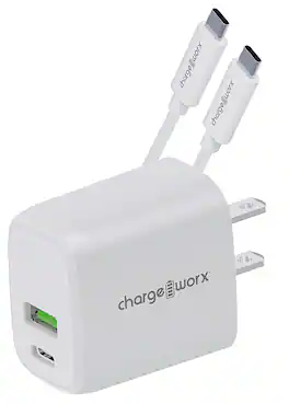 Chargeworx - Combo PD Dual-Port 20W - White