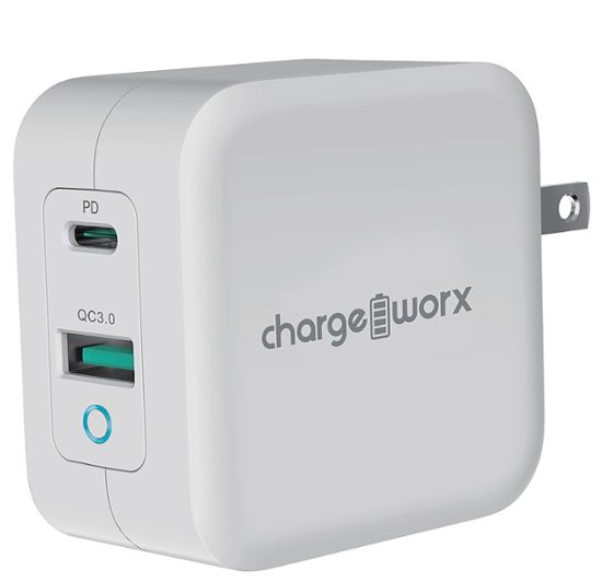 Chargeworx 65W USB and USB-C Power Delivery Wall Charger White CHA ...