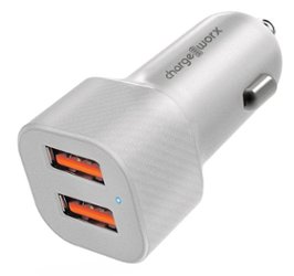 Chargeworx - 3.4A Dual-USB Car-Charger - Silver - Front_Zoom