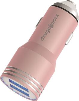 Chargeworx - 2.4A Dual-USB Car-Charger - Rose Gold