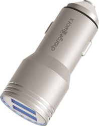 Chargeworx - 2.4A Dual-USB Car-Charger - Silver - Front_Zoom