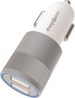Chargeworx - 2.4A Dual-USB Vehicle Charger - White/Silver - Front_Zoom