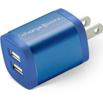 Chargeworx - 2.4A Dual USB Wall Charger - Blue - Front_Zoom