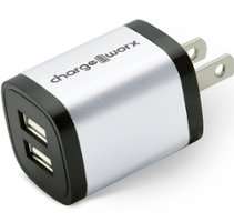Chargeworx - 2.4A Dual USB Wall Charger - Silver - Front_Zoom