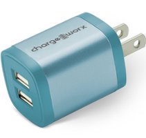 Chargeworx - 2.4A Dual USB Wall Charger - Teal - Front_Zoom