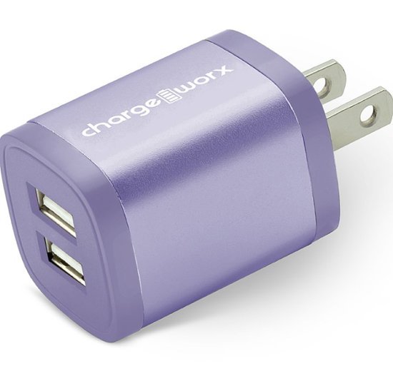 Front Zoom. Chargeworx - 2.4A Dual USB Wall Charger - Violet.