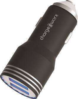 Chargeworx - 2.4A Dual-USB Vehicle Charger - Black