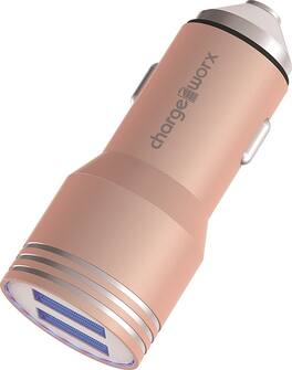 Chargeworx - 2.4A Dual-USB Vehicle Charger - Rose Gold