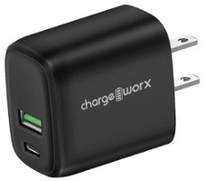 Chargeworx - 20W Dual-Port Power Delivery Wall Charger - Black - Front_Zoom