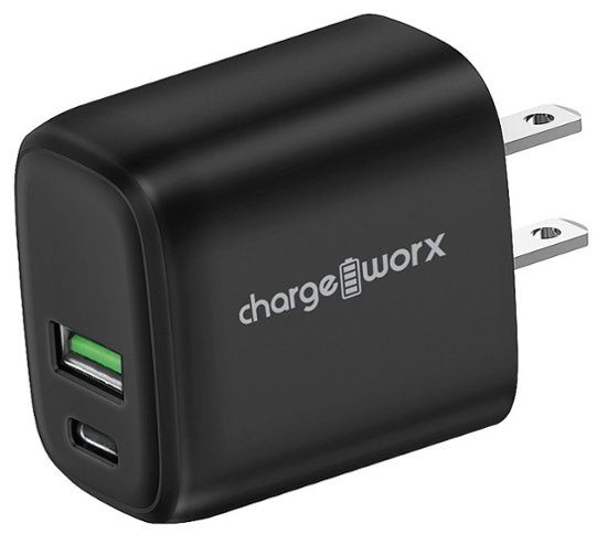 Front Zoom. Chargeworx - 20W Dual-Port Power Delivery Wall Charger - Black.