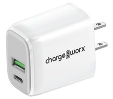 Chargeworx - 20W Dual Port PD Wall Charger - White - Front_Zoom