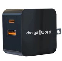 Chargeworx - 48W Dual-Port Power Delivery Wall Charger - Black - Front_Zoom