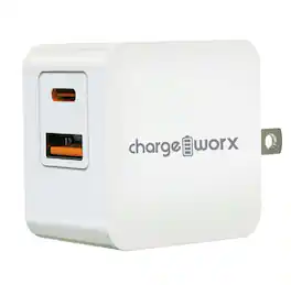 Chargeworx - 48W Dual-Port Power Delivery Wall Charger - White