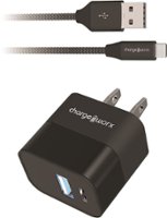 Chargeworx - 3' USB-C to USB-A Wall Charger with Cable - Black - Front_Zoom