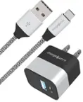 Front. Chargeworx - 3' USB-C to USB-A Wall Charger with Cable - Silver.