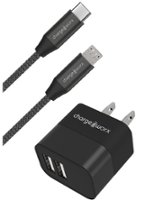 Chargeworx - 3' USB Wall Charger with USB-C and Micro USB Cables - Black - Front_Zoom