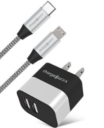 Chargeworx - USB Wall Charger and USB-C and Micro USB Cables - Silver - Front_Zoom