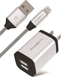 Chargeworx - 2.4A 6' Dual-USB to Lightning Wall Charger - Silver - Front_Zoom