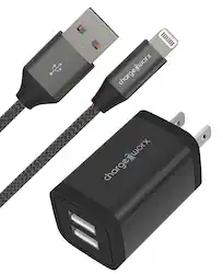 Chargeworx - 2.4A 6' Dual-USB to Lightning Wall Charger - Black - Front_Zoom