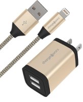 Chargeworx - 2.4A 6' Dual-USB to Lightning Wall Charger - Gold - Front_Zoom
