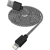 Chargeworx - 6' Braided Lightning Charge-and-Sync Cable - Black - Front_Zoom