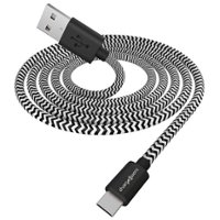 Chargeworx - 3' Braided USB to USB-C Charge-and-Sync Cable - Black - Front_Zoom