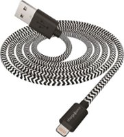 Chargeworx - 3' Braided Lightning Charge-and-Sync Cable - Black - Front_Zoom