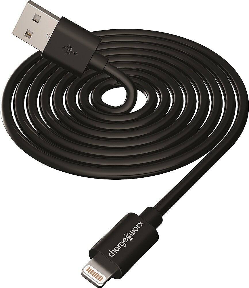Front. Chargeworx - 3' Lightning Charge-and-Sync Cable - Black.