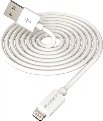 Front. Chargeworx - 10' Lightning Sync and Charge Cable - White.