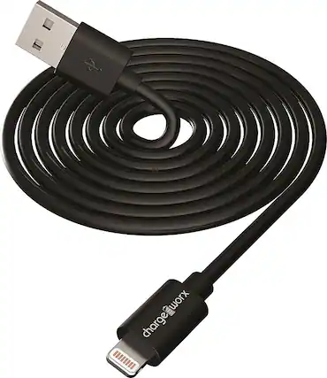Front. Chargeworx - 6' Lightning Sync and Charge Cable - Black.
